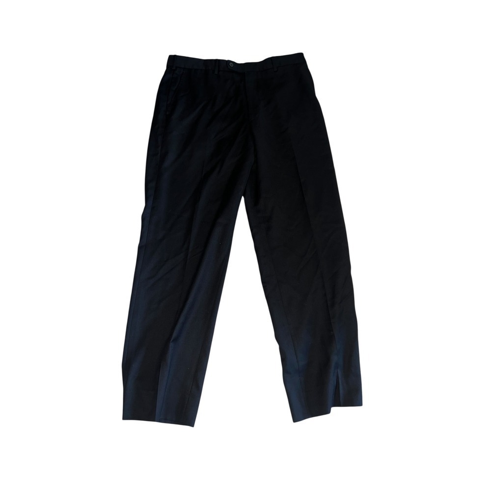 Valentino Black Straight Pants Sz 42 Virgin Wool Luxury Designer Trousers - Picture 2 of 6